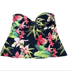 Tommy Hilfiger Floral Swim Tankini Top Lightly Padded Cups Size Large Swim Shirt